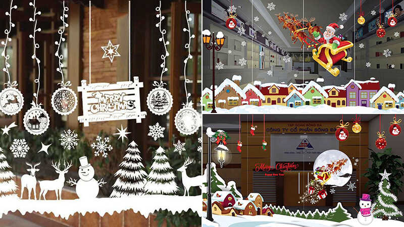 Trang trí Noel trên cửa kính bằng decal