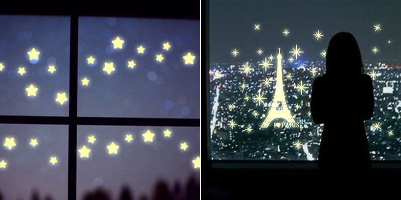 Trang trí Noel trên cửa kính bằng nhựa dán phát sáng